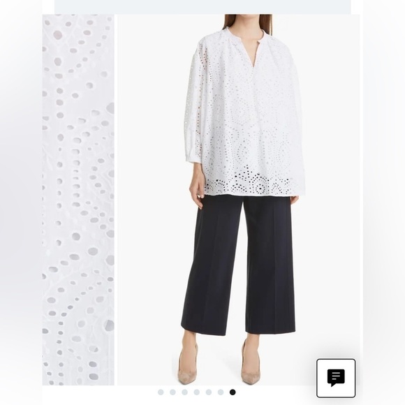 Boss white Bajour eyelet oversized blouse - Picture 4 of 15